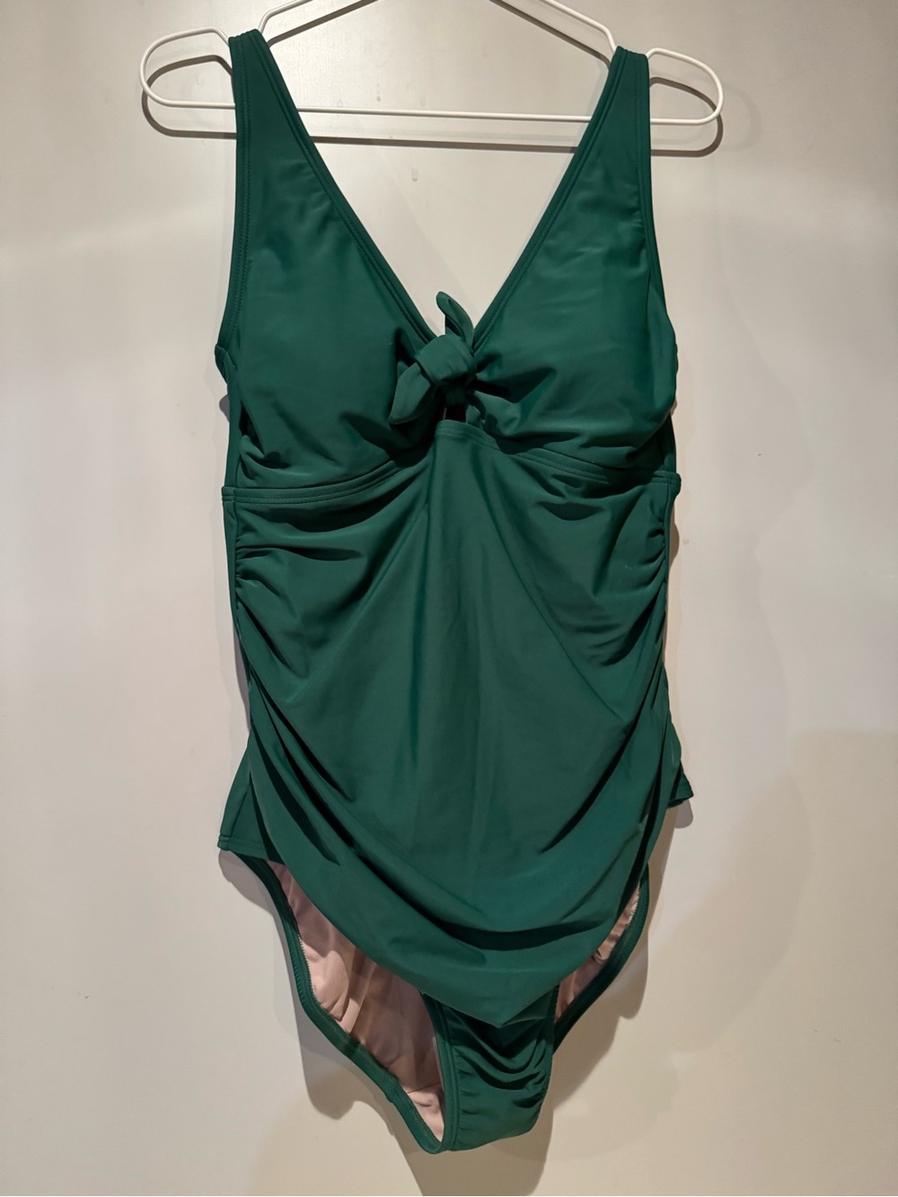 Kona Sol Emerald Green One-Piece Swimsuit with Front Tie Size L 12-14